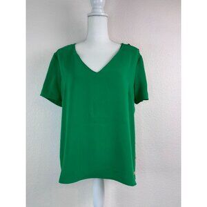 Amanda Uprichard women's large kelly green Julep Melissa‎ v-neck studded blouse